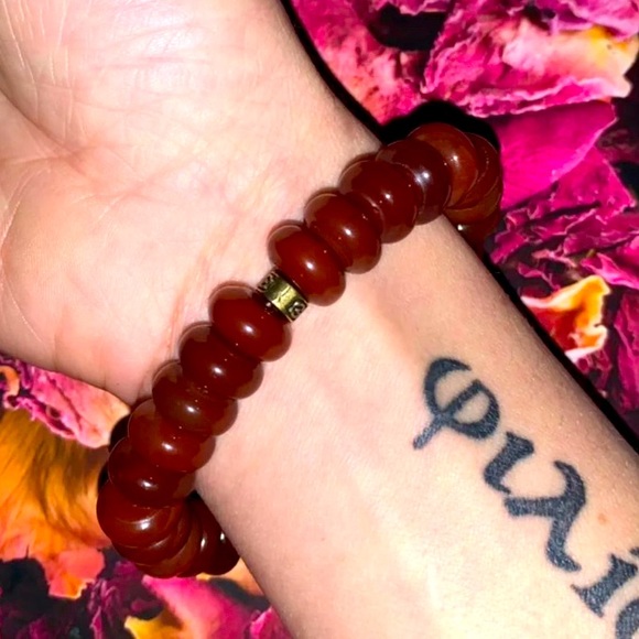 🧿2/$15 New ✋🏼Handmade 10mm Natural Carnelian Rondel Stone Stretch Bracelet - Picture 10 of 12